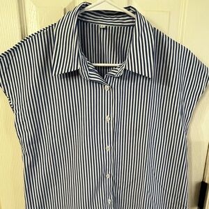 Blue and White Striped Button-Up Shirt